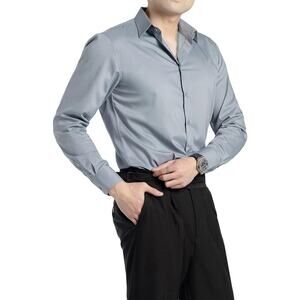 NWT 3XL FAHIZO Men's Dress Shirt Regular Fit Soild Casual Long Sleeve